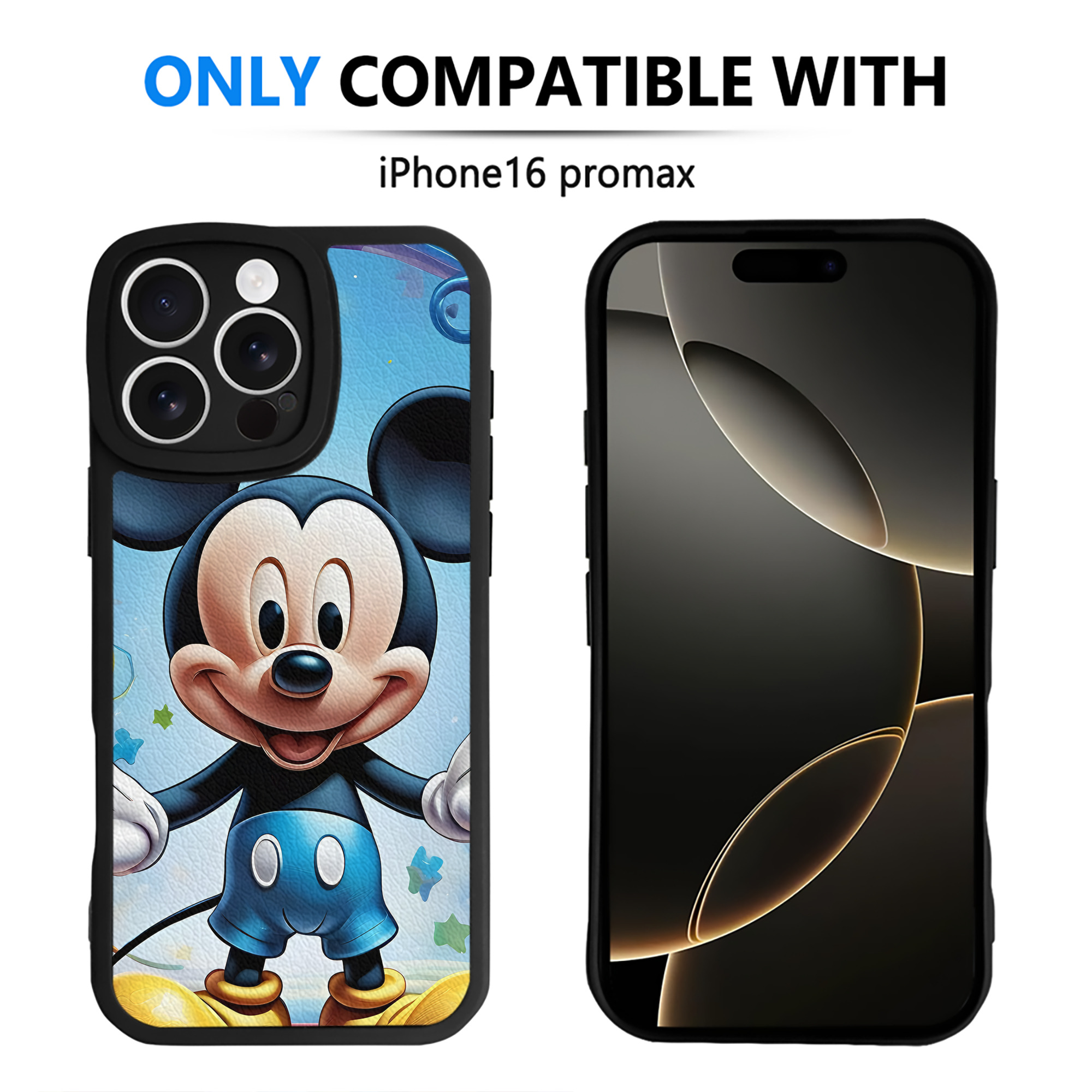 （画像用） ミッキーマウス Mickey Mouse 【iPhone 16シリーズ対応】シリコンスマホケース（レザー調） 材質：シリコン